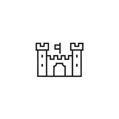 Simple monochrome fortress showcases ancient architecture with a central gate and small flag