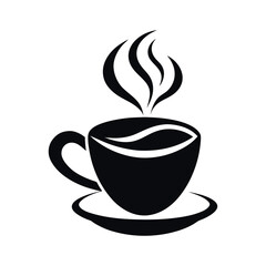 Coffee Cup Black Silhouette Vector Icon on White Background