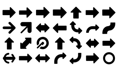 Arrow Icon Set &ndash; Vector Silhouette Symbols of Direction and Movement