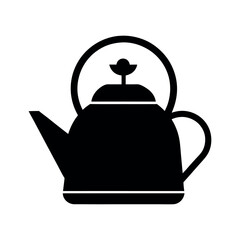 Kettle Black Silhouette Vector Icon on White Background