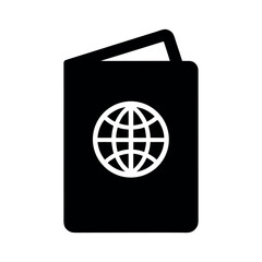 Passport Black Silhouette Vector Icon on White Background