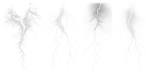 PNG Dramatic electric lightning bolt collection, element set on transparent background