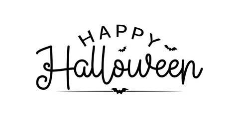 Happy Halloween hand drawn lettering vector illustration.