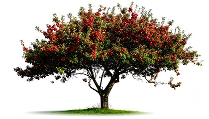 Apple tree with abundant red fruit