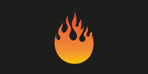 The burning fire icon is a red gradient on a black background. Simple illustration of fire