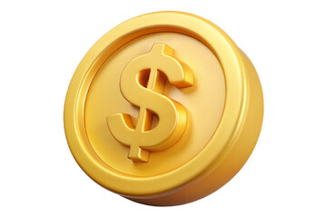 Realistic 3d golden dollar coin finance symbol for business and investment concepts
