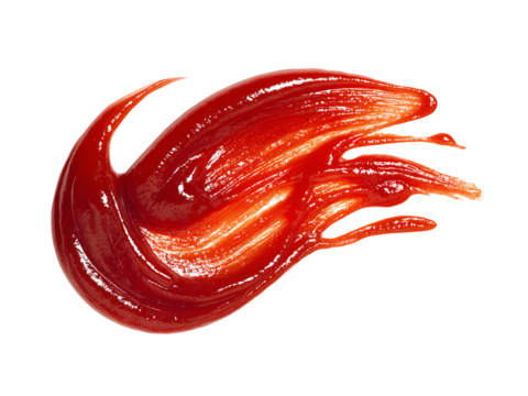Swirl of Ketchup Sauce on Black Background smear