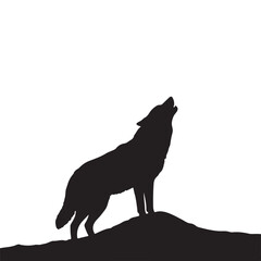 black wolf silhouette vector on white background 