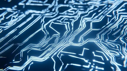 Glowing circuit patterns flowing across surface - Powered by Adobe