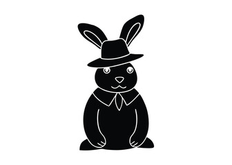 bunny with hat silhouette vector art icon
