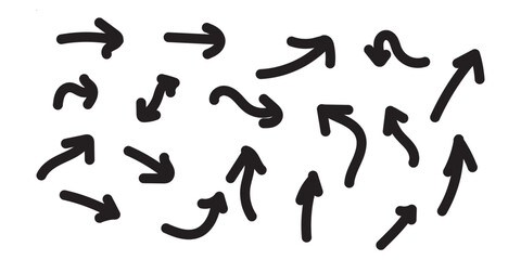 
Hand drawn set of red arrows. Vector illustration