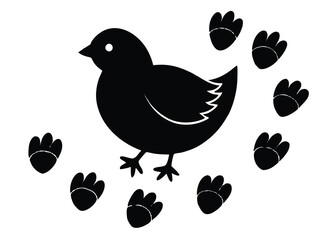 chick footprints silhouette vector art icon