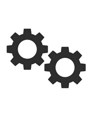 Two interconnected gears illustrate a concept of working together.
