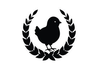 chick in wreath silhouette vector art icon