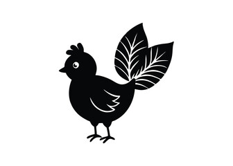 chick with palm leaf silhouette vector art icon