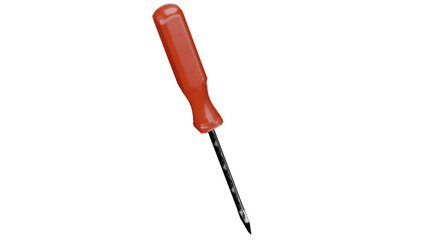 Screwdriver with orange handle in 3D rendering display setting