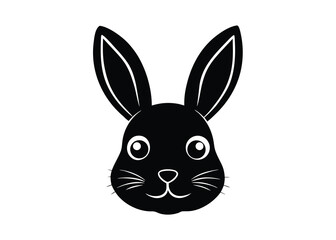 cute bunny face silhouette vector art icon