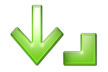 Green arrow and corner shape isolated on a transparent background