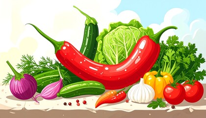 Vibrant still life of fresh vegetables