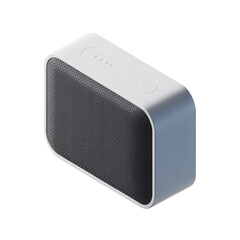 Obraz premium A modern gray speaker isolated on transparent background with a textured grill