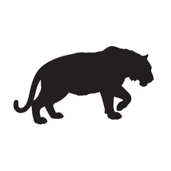 Tiger silhouette vector on white background 
