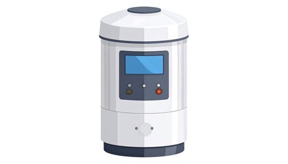 Fototapeta premium A cylindrical, modern appliance displays a digital interface, showcasing a simple, clean design.