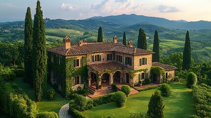 Estate villa with lush landscaping