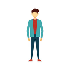 young man dress with blazer and trousers flat color illustration