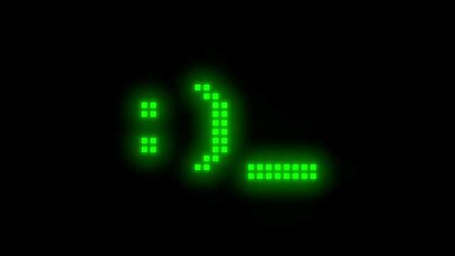 gr&uuml;n leuchtende Bildschirmausgabe: l&auml;chelnder Smiley
