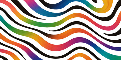 Abstract vector background with seamless rainbow stripes and retro wave pattern