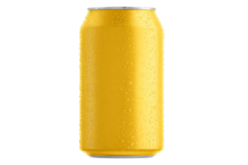 A can of beer is sitting on a white background