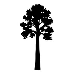 Fototapeta premium A beautiful illustration of a single tree in black silhouette against white