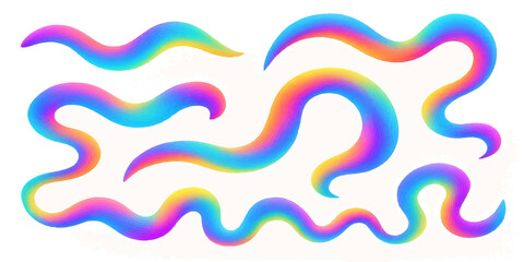 Fototapeta premium Abstract seamless pattern with colourful wavy lines and shapes on a blue backdrop