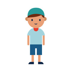 summer boy outfit with t shirt and cap flat color illustration