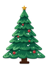 Festive Christmas Tree with Ornaments and Star