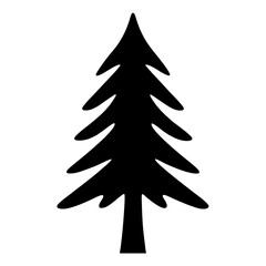 Fototapeta premium Silhouette of a classic Christmas tree with branches in black and white
