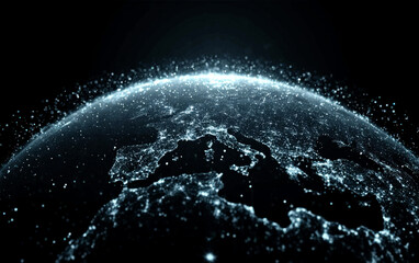 Obraz premium Digital representation of the Earth with glowing connections