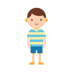 simple summer boy dress with striped shirt flat color illustration