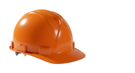 Orange safety hard hat for construction and industrial work, representing workplace protection and professional headgear on an isolated white background