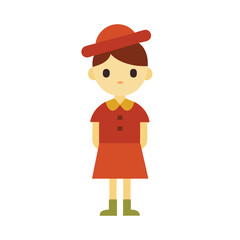 retro vintage boy dress with hat flat color illustration