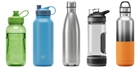 Reusable Water Bottles Variety of Colors and Materials Promoting Sustainability