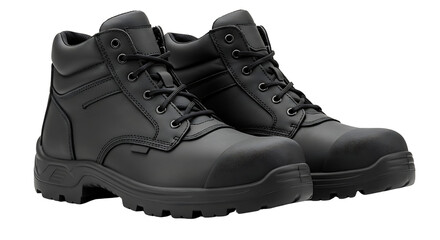 Durable black work boots, providing essential protection and all-day comfort, perfect for professionals in demanding industrial and construction environments