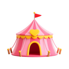 Obraz premium Charming Pink Circus Tent With Yellow Heart Detail Standing Alone