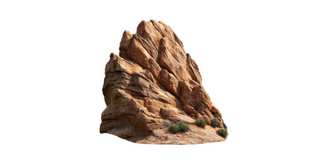 Rocky Desert Formation With Vegetation. Geological Structure And Natural Landscape Isolated On Transparent Background