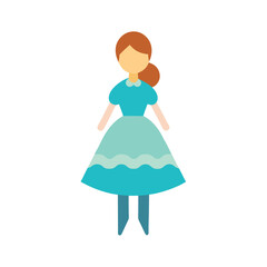 girl dress with layered skirt and lace flat color illustration