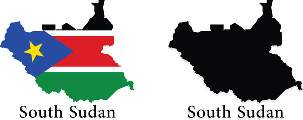 South sudan map and flag vector design 