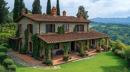 Italian country home on hillside