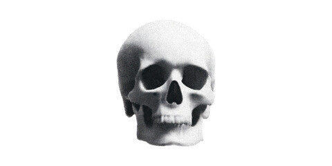 Obraz premium Skull Illustration In Halftone Style. Symbol Of Mortality And Anatomy Isolated On Transparent Background