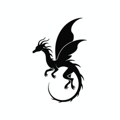 Black dragon silhouette vector illustration.