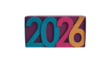 The year 2026 in vibrant colors set against a rich backdrop.